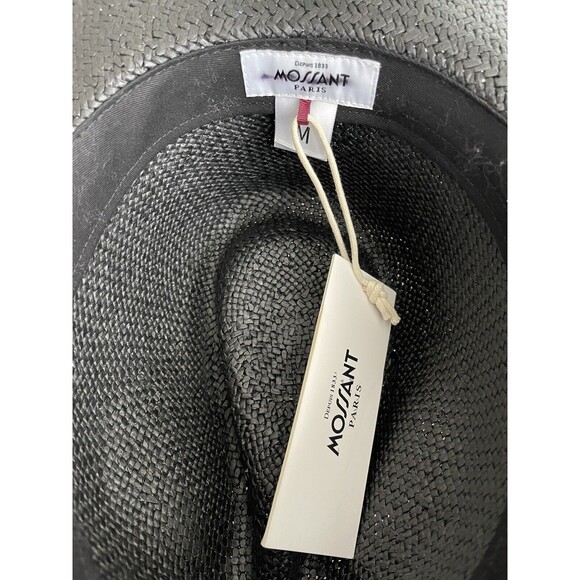 Mossant Paris Straw Hat Women Preppy Black Boho Vacation Summer Sz M NWT - Picture 4 of 7